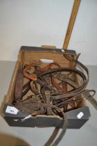 Box of various horse harness parts