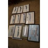 Collection of various framed prints of military aircraft interest