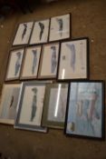 Collection of various framed prints of military aircraft interest