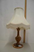Turned wooden table lamp