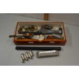 Box containing mouth organ, cigarette lighter, various other assorted items