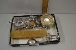 Box of various silver plated cruet items etc