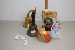 Mixed Lot: Two brass bells, vase and further ornaments