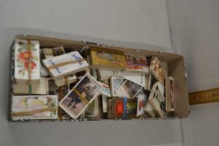 Box of various assorted cigarette cards