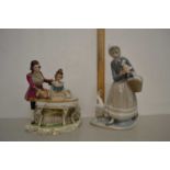 Lladro figurine plus a further continental porcelain figurine (2)