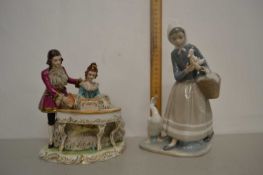 Lladro figurine plus a further continental porcelain figurine (2)