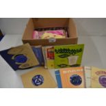 Box of various assorted 78rpm records, singles etc