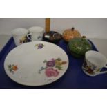 Tray of various mixed wares to include papier mache boxes, continental floral decorated tea wares