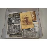 Box of vintage black and white photographs, military interest to include Hitler and others