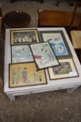 Group of six 20th Century Japanese prints, various sizes, framed