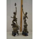 Pair of 19th Century bronzed Spelter classical figures