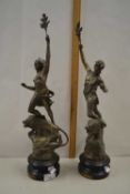 Pair of 19th Century bronzed Spelter classical figures