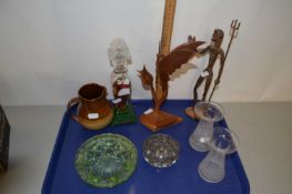 Box of various assorted glass wares, iron figure etc