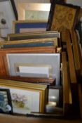 Box of various assorted framed prints, pictures etc