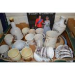 Box of various royalty ceramics plus a further book William and Catherine