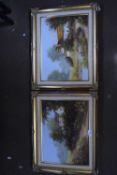 Pair of countryside cottages, oil on canvas, both framed