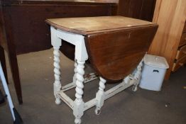 Part painted oak oval drop leaf dining table