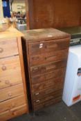 Wooden chest of drawers and workshop contents