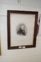 John Earl of St Vincent, engraving, 29cm wide, framed