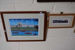 Print of Kings College, Cambridge signed Lewis 98, 13 out of 850 together with another by the same