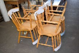 Set of eight pine kitchen chairs
