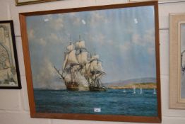 Warships at Sea, framed and glazed
