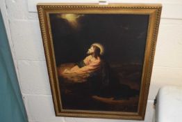 Reproduction of a Saint praying, framed