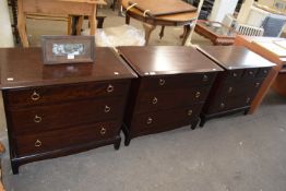 Pair of three drawer chest of drawers together with another similar (3)