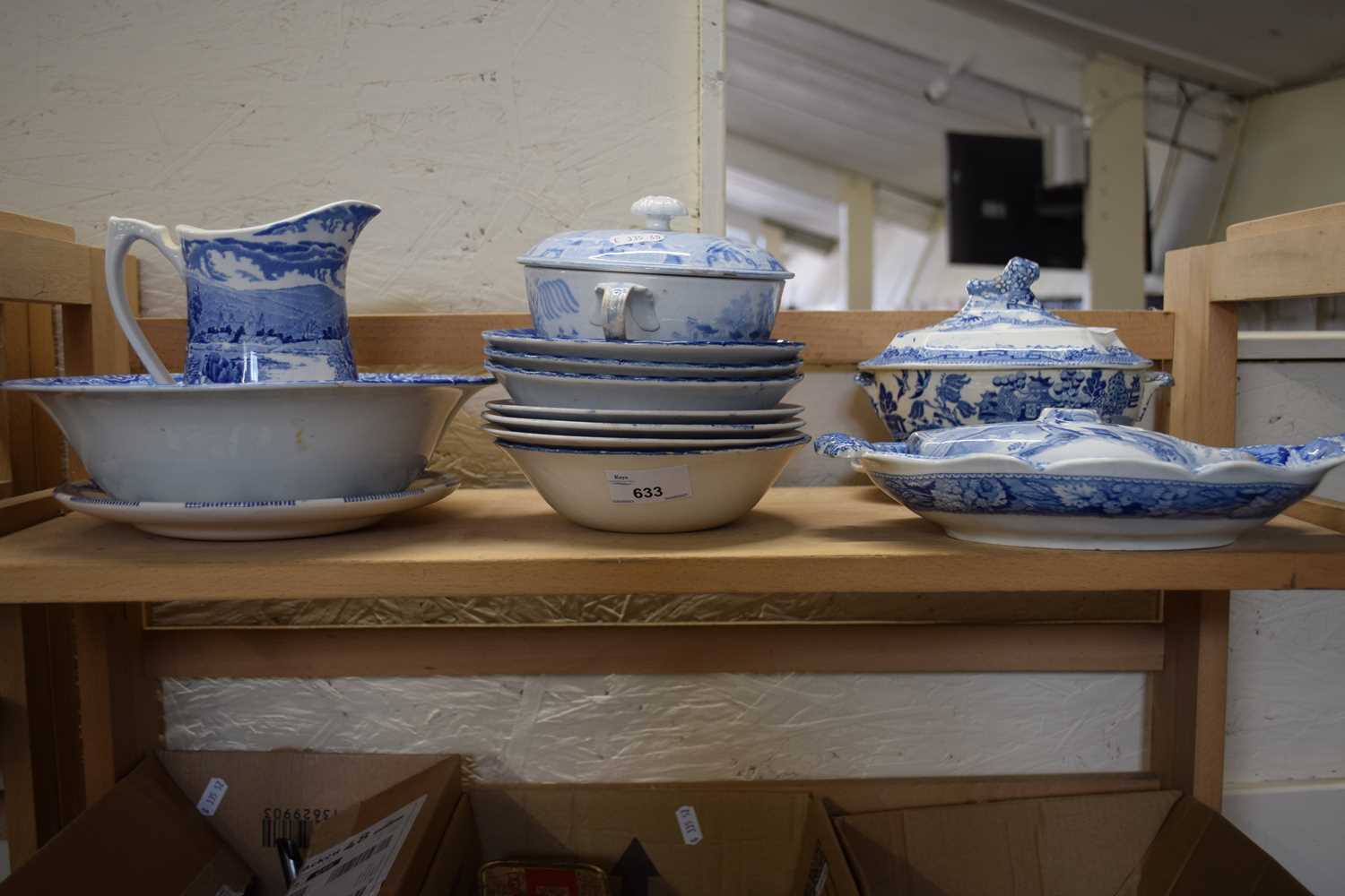 Quantity of assorted blue and white china to include Spode Italian