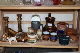 Mixed Lot: Wall barometer, candlesticks, lustre ware and others