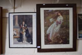 John Waterhouse wind flowers, reproduction print, framed and glazed together with a print of King