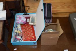 Glitter snow dome, a pair of photograph albums and other sundry items