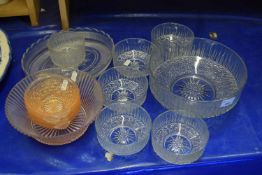 A mid 20th Century glass dessert service and other glass