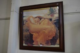 Pre-raphaelite print of a lady sleeping, framed and glazed