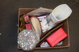 Mixed Lot: Fabric covered trinket boxes, vases and other items