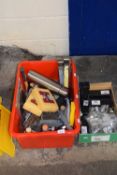 Quantity of assorted hand tools and a box assorted hinges