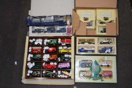 Quantity of toy trucks and buses, boxed