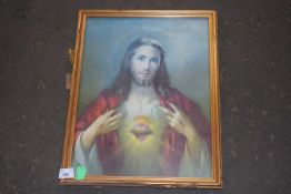 Coloured print of Jesus Christ, framed and glazed