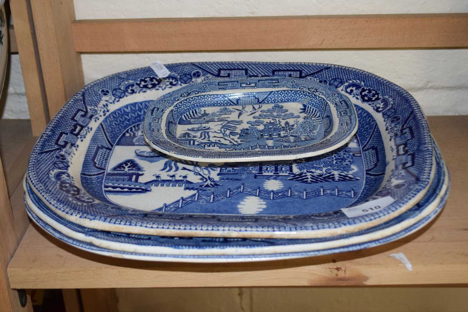 Quantity of blue and white serving dishes
