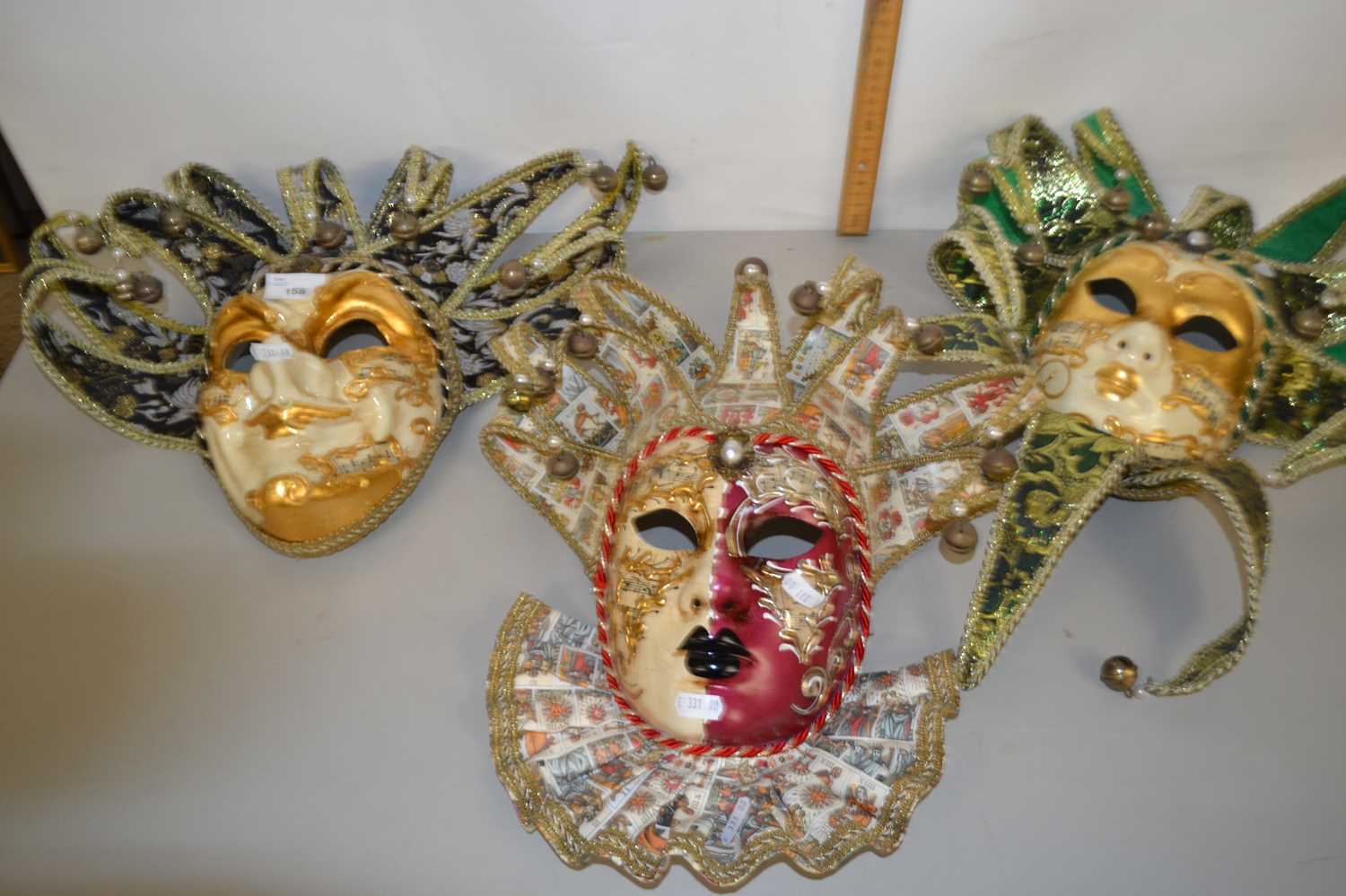 Group of three Venetian masquerade masks