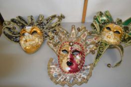 Group of three Venetian masquerade masks