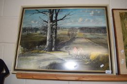 Rowland Hilder, coloured print of a rural scene