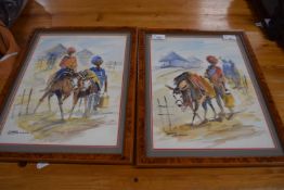 Lauretta Coss Watson (South African), two watercolours of South African village life, signed,