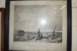 After William Collins, mezzotint engraving, Cromer, framed and glazed