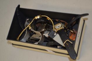 Box of assorted wristwatches