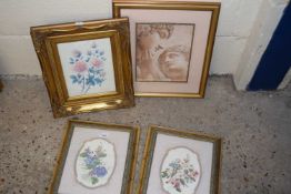 Mixed Lot: Modern floral pictures and others (4)