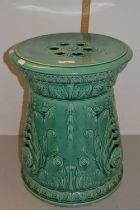 Large green glazed jardiniere stand