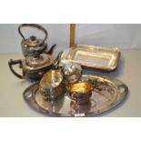 Mixed Lot: Various silver plated wares to include tea wares, oval tray etc