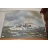 McKinnon, study of a Lowestoft Trawler, oil on canvas, unframed