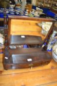 19th Century mahogany dressing table mirror with bow front three drawer base
